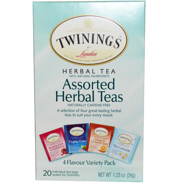 Twinings, Assorted Herbal Teas, Variety Pack, Caffeine Free, 20 Tea Bags, 1.23 oz (34 g) - The Supplement Shop