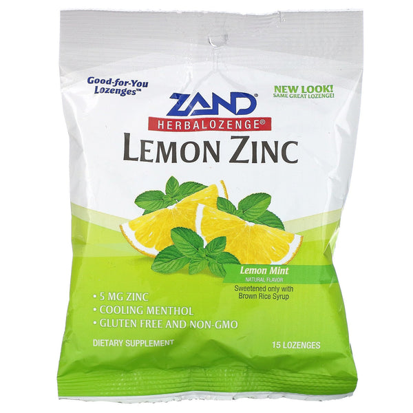 Zand, Lemon Zinc, Herbalozenge, Natural Lemon Flavor, 15 Lozenges - The Supplement Shop