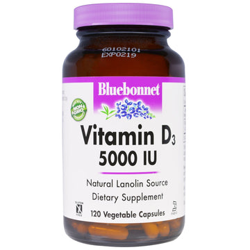 Bluebonnet Nutrition, Vitamin D3, 5,000 IU, 120 Vegetable Capsule