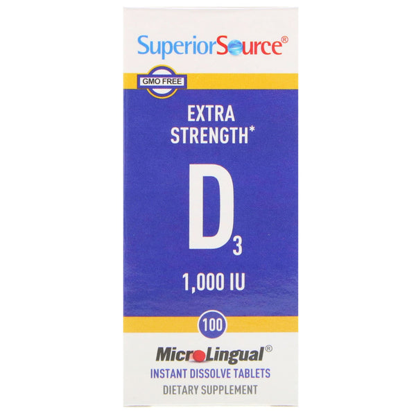 Superior Source, Extra Strength Vitamin D3, 1,000 IU, 100 MicroLingual Instant Dissolve Tablets - The Supplement Shop