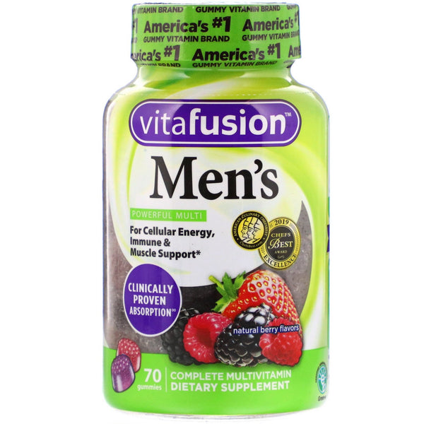 VitaFusion, Men's Complete Multivitamin, Natural Berry Flavors, 70 Gummies - The Supplement Shop