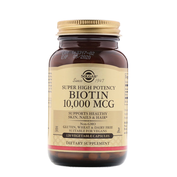 Solgar, Super High Potency, Biotin, 10,000 mcg, 120 Vegetable Capsules - The Supplement Shop