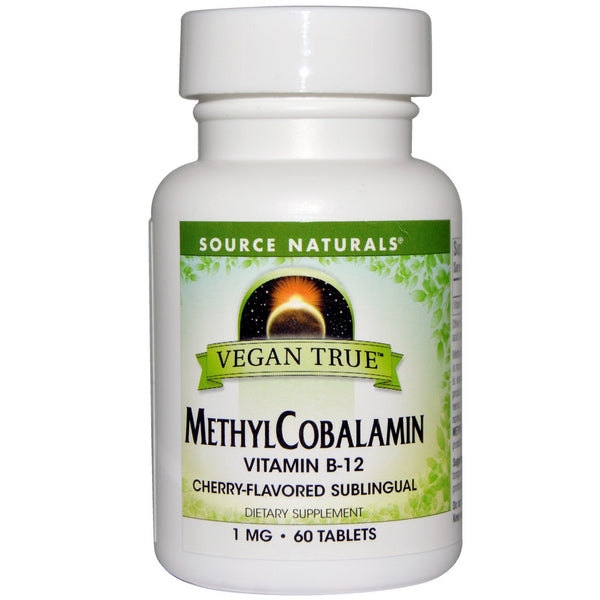 Source Naturals, Vegan True, MethylCobalamin, Cherry Flavor, 1 mg, 60 Sublingual Tablets - The Supplement Shop