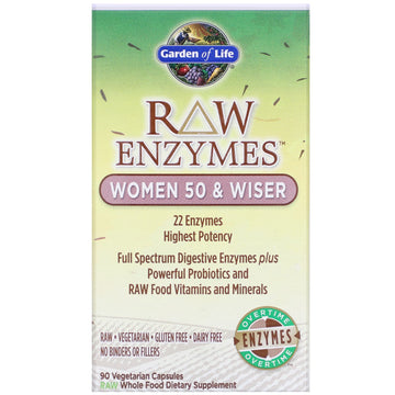 Garden of Life, RAW Enzymes, Women 50 & Wiser, 90 Vegetarian Capsules