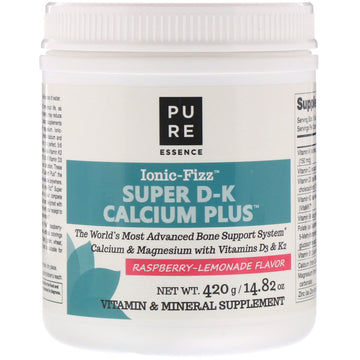 Pure Essence, Ionic-Fizz, Super D-K Calcium Plus, Raspberry Lemonade, 14.82 oz (420 g)