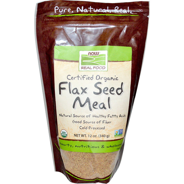 Now Foods, Real Food, Certified Organic, Flax Seed Meal, 12 oz (340 g) - The Supplement Shop