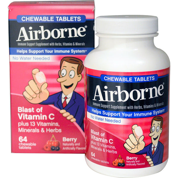 AirBorne, Blast of Vitamin C, Berry, 64 Chewable Tablets - The Supplement Shop