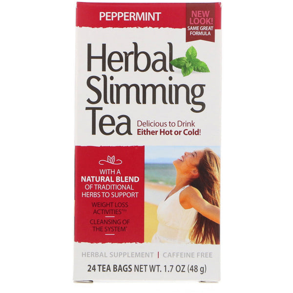 21st Century, Herbal Slimming Tea, Peppermint, Caffeine Free, 24 Tea Bags, 1.7 oz (48 g) - The Supplement Shop