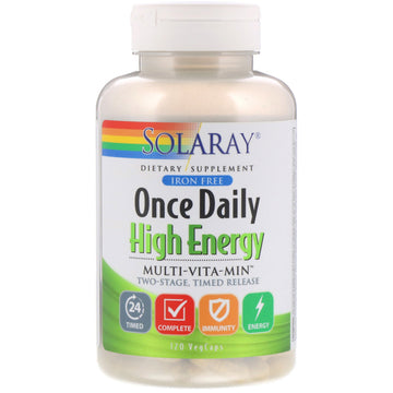 Solaray, Once Daily High Energy, Multi-Vita-Min, Iron Free, 120 Capsules