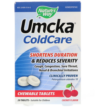 Nature's Way, Umcka, ColdCare, Cherry, 20 Tablets
