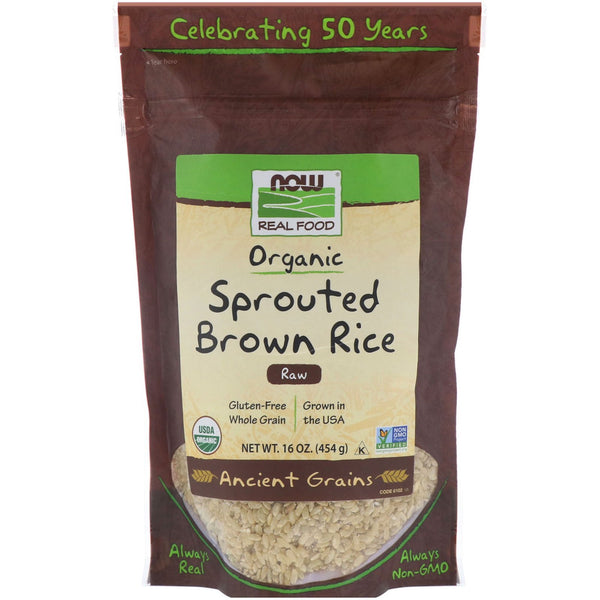 Now Foods, Organic Sprouted Brown Rice, Raw, 16 oz (454 g) - The Supplement Shop