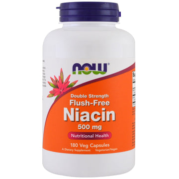 Now Foods, Niacin, Flush-Free, Double Strength, 500 mg, 180 Veg Capsules