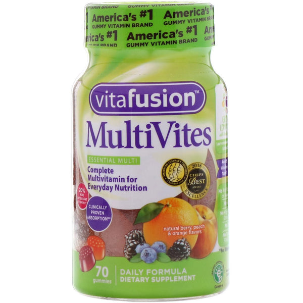 VitaFusion, MutiVites, Complete Multivitamin, Natural Berry, Peach & Orange Flavors, 70 Gummies