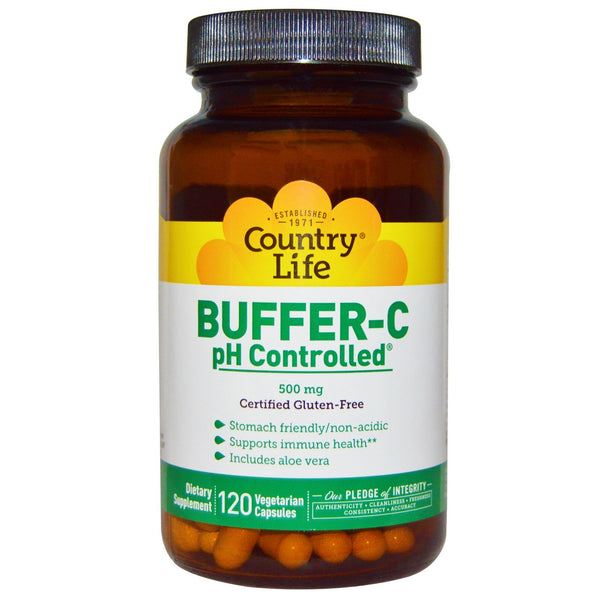 Country Life, Buffer-C, pH Controlled, 500 mg, 120 Vegetarian Capsules - The Supplement Shop