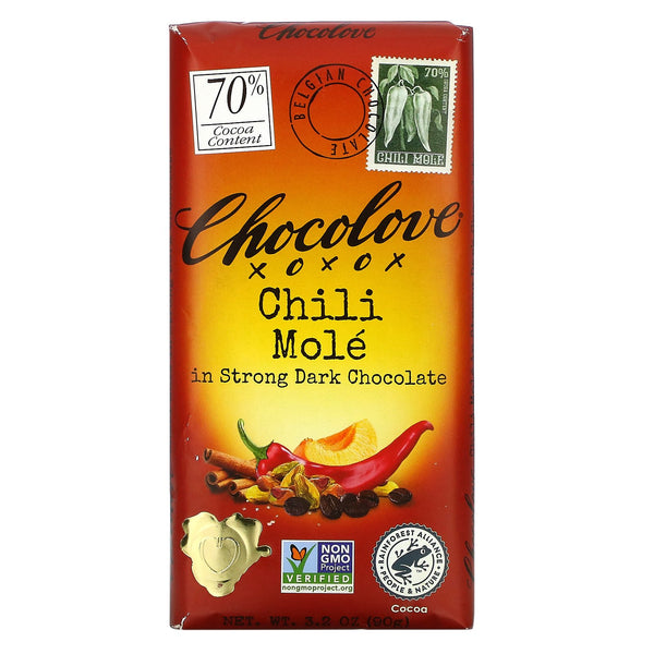 Chocolove, Chili Mole in Strong Dark Chocolate, 70% Cocoa, 3.2 oz (90 g) - The Supplement Shop