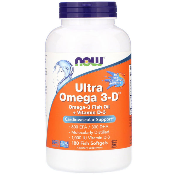 Now Foods, Ultra Omega 3-D, 180 Fish Softgels - The Supplement Shop