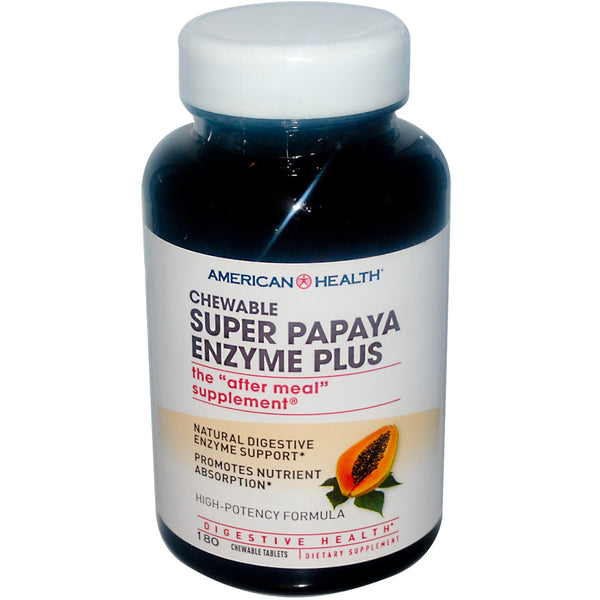 American Health, Super Papaya Enzyme Plus, 180 Chewable Tablets - The Supplement Shop