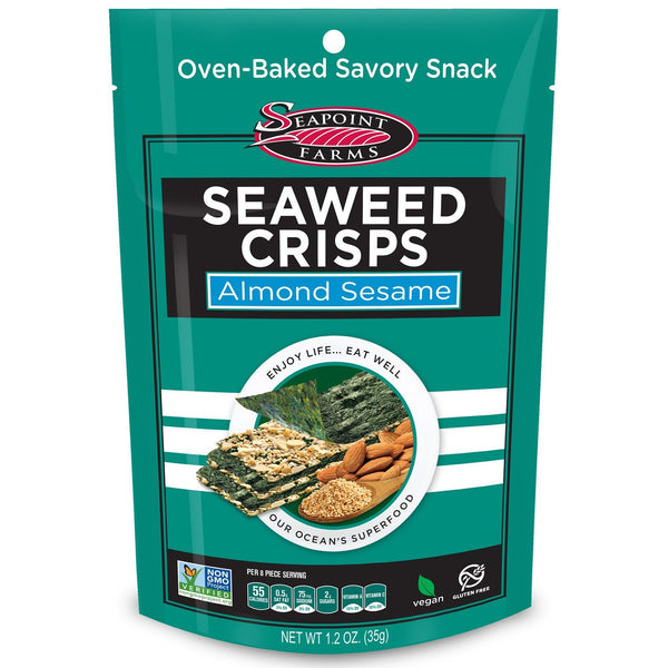 Seapoint Farms, Seaweed Crisps, Almond Sesame, 1.2 oz (35 g) - The Supplement Shop