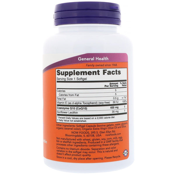 Now Foods, CoQ10, 400 mg, 60 Softgels - The Supplement Shop