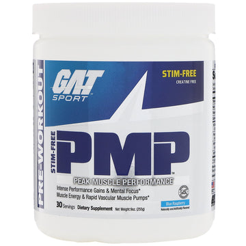 GAT, PMP, Pre-Workout, Peak Muscle Performance, Blue Raspberry, 9 oz (255 g)