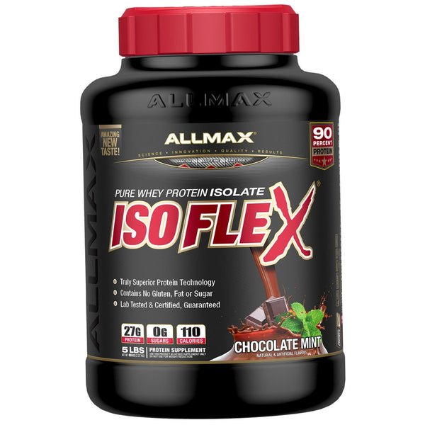 ALLMAX Nutrition, Isoflex, Pure Whey Protein Isolate (WPI Ion-Charged Particle Filtration), Chocolate Mint, 5 lbs (2.27 kg) - The Supplement Shop