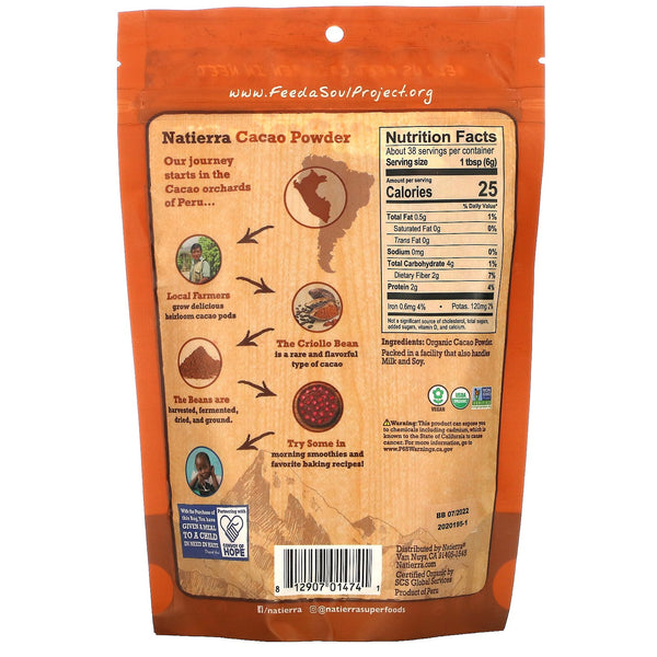 Natierra, Organic Cacao Powder, 8 oz (227 g) - The Supplement Shop