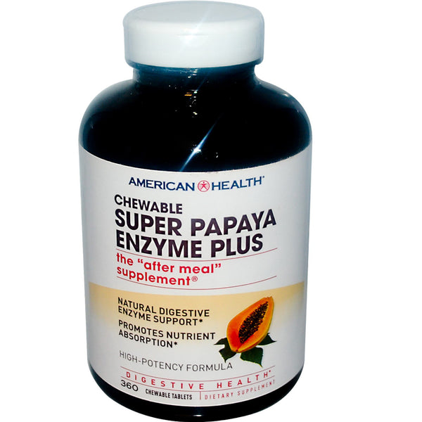 American Health, Super Papaya Enzyme Plus, 360 Chewable Tablets - The Supplement Shop