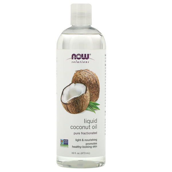 Now Foods, Solutions, Liquid Coconut Oil, Pure Fractionated, 16 fl oz (473 ml) - The Supplement Shop