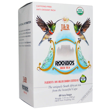 J&R Port Trading Co., Pure Rooibos Red Tea, Caffeine Free, 40 Tea Bags, 3.53 oz (100 g)