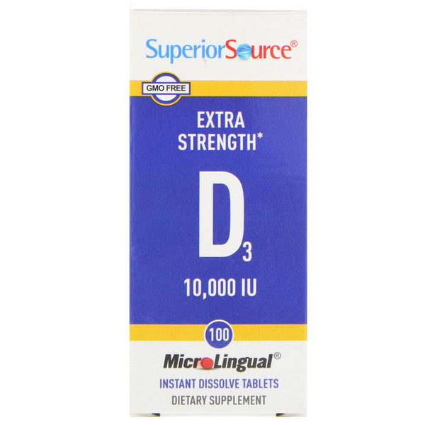 Superior Source, Extra Strength Vitamin D3, 10,000 IU, 100 MicroLingual Instant Dissolve Tablets - The Supplement Shop