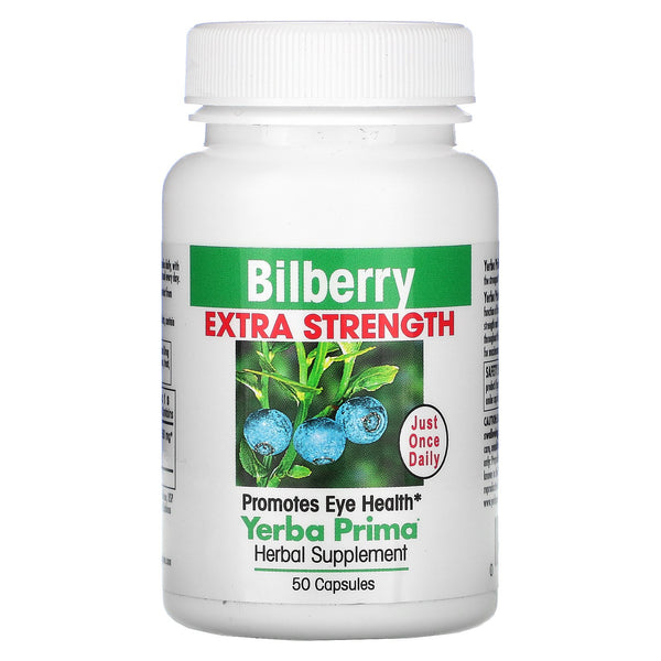 Yerba Prima, Bilberry Extra Strength, 50 Capsules - The Supplement Shop