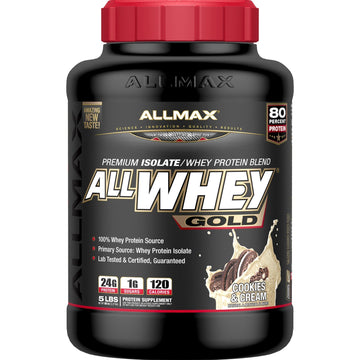 ALLMAX Nutrition, AllWhey Gold, 100% Whey Protein + Premium Whey Protein Isolate, Cookies & Cream, 5 lbs (2.27 kg)