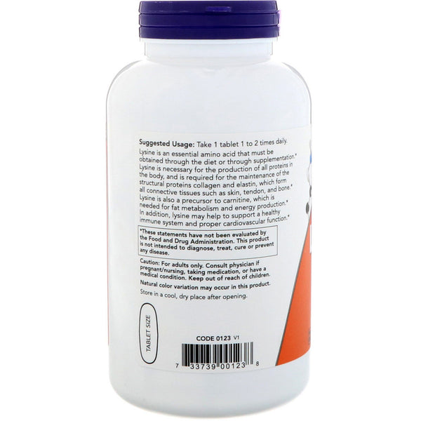 Now Foods, L-Lysine, 1,000 mg, 250 Tablets - The Supplement Shop