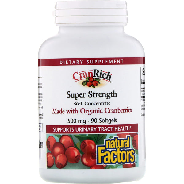 Natural Factors, CranRich, Super Strength, Cranberry Concentrate, 500 mg, 90 Softgels - The Supplement Shop