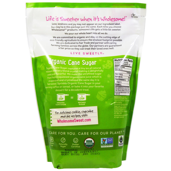 Wholesome , Organic Cane Sugar, 32 oz (907 g) - The Supplement Shop
