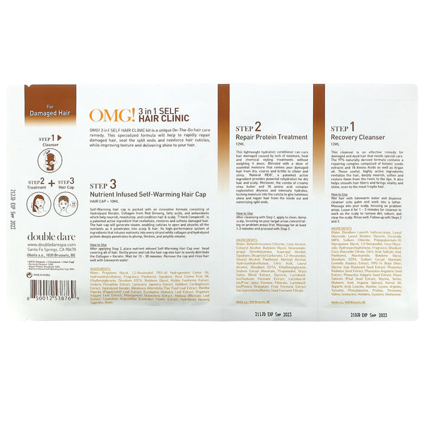 Double Dare, OMG! 3 in 1 Self Hair Clinic, For Damaged Hair, 3 Step Kit - The Supplement Shop