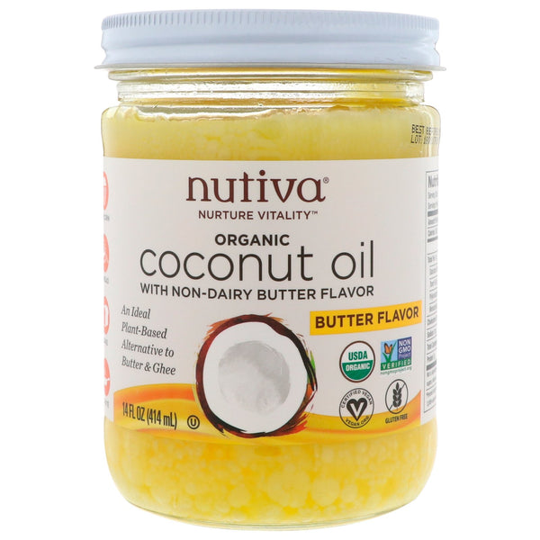 Nutiva, Organic Coconut Oil, Butter Flavor, 14 fl oz (414 ml) - The Supplement Shop
