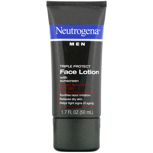 Neutrogena, Men, Triple Protect Face Lotion with Sunscreen, SPF 20, 1.7 fl oz (50 ml) - The Supplement Shop