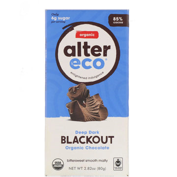 Alter Eco, Organic Chocolate Bar, Deep Dark Blackout, 85% Cocoa, 2.82 oz (80 g)