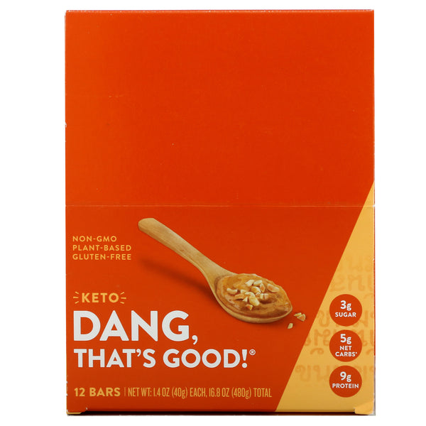 Dang, Keto Bar, Peanut Butter, 12 Bars, 1.4 oz (40 g) Each - The Supplement Shop