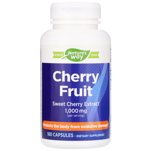 Nature's Way, Cherry Fruit, Sweet Cherry Extract, 1,000 mg, 180 Capsules - The Supplement Shop