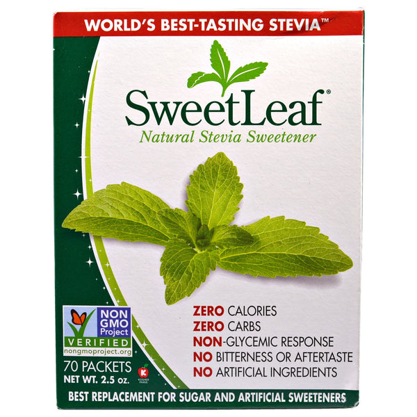 Wisdom Natural, SweetLeaf, Natural Stevia Sweetner, 70 Packets - The Supplement Shop
