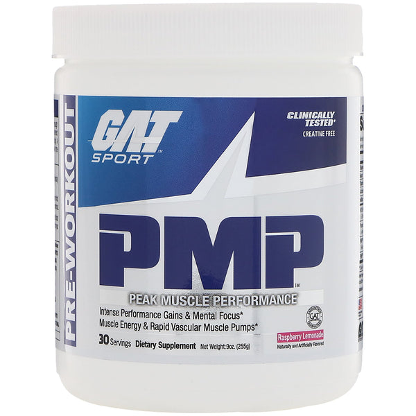 GAT, PMP, Pre-Workout, Peak Muscle Performance, Raspberry Lemonade, 9 oz (255 g) - The Supplement Shop