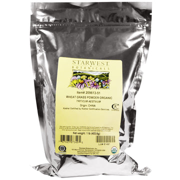Starwest Botanicals, Organic Wheat Grass Powder, 1 lb (453.6 g)