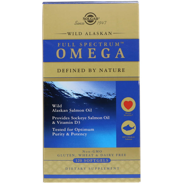 Solgar, Full Spectrum Omega, Wild Alaskan Salmon Oil, 120 Softgels - The Supplement Shop