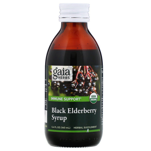 Gaia Herbs, Black Elderberry Syrup, 5.4 fl oz (160 ml) - The Supplement Shop