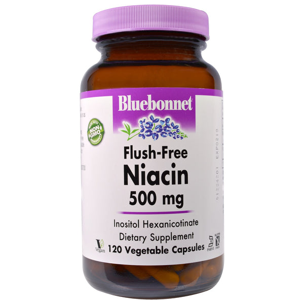 Bluebonnet Nutrition, Flush-Free Niacin, 500 mg, 120 Vegetable Capsules - The Supplement Shop