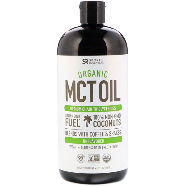Sports Research, Organic MCT Oil, Unflavored, 32 fl oz (946 ml) - The Supplement Shop