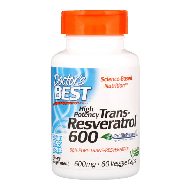 Doctor's Best, High Potency Trans-Resveratrol, 600 mg, 60 Veggie Caps - The Supplement Shop