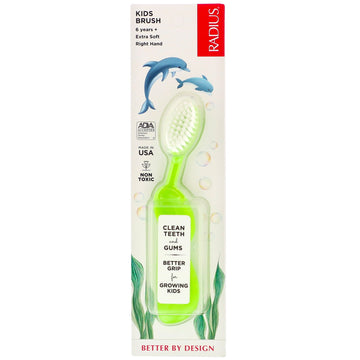 RADIUS, Kids Brush, 6 Years +, Extra Soft, Right Hand, Lime Green, 1 Toothbrush